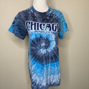 Chicago Tie Dye Blue Turquoise T Shirt Sz Small